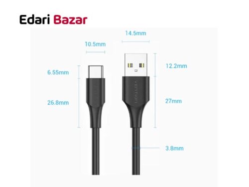 قيمت کابل شارژ USB 2.0 به Type-c ونشن مدل CTHBD طول 0.5 متر