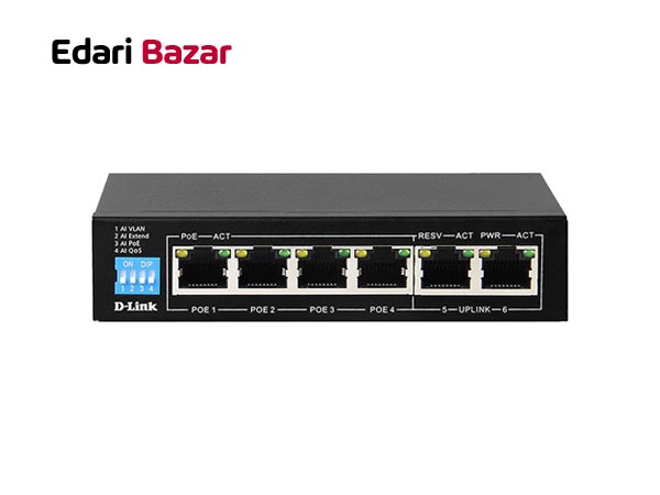 قیمت سوئیچ گیگابیتی 6 پورت POE دی لینک مدل DGS-F1006P-E